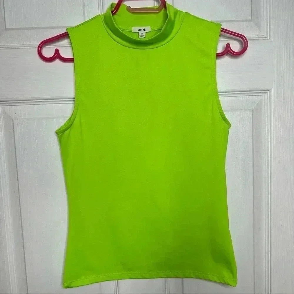 Ardene Mock Neck Tank Top Sleeveless Neon Green Size Medium